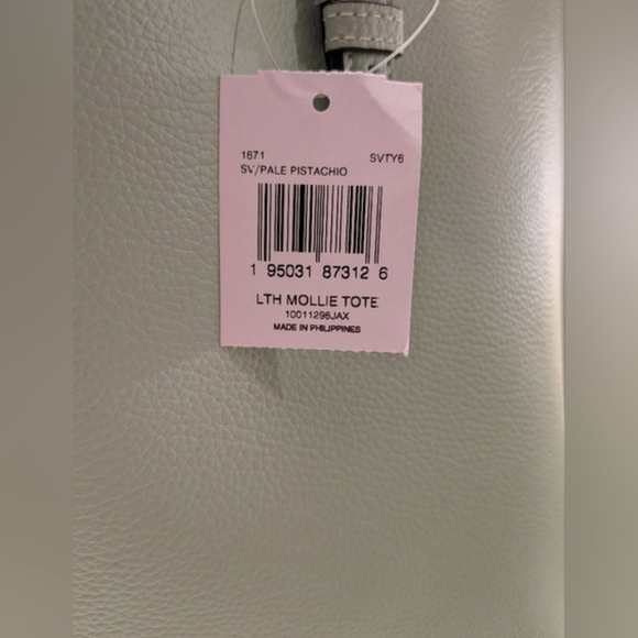 Coach Pebbled Leather Mollie (Large) Tote in PALE PISTACHIO - NWT - Picture 3 of 8